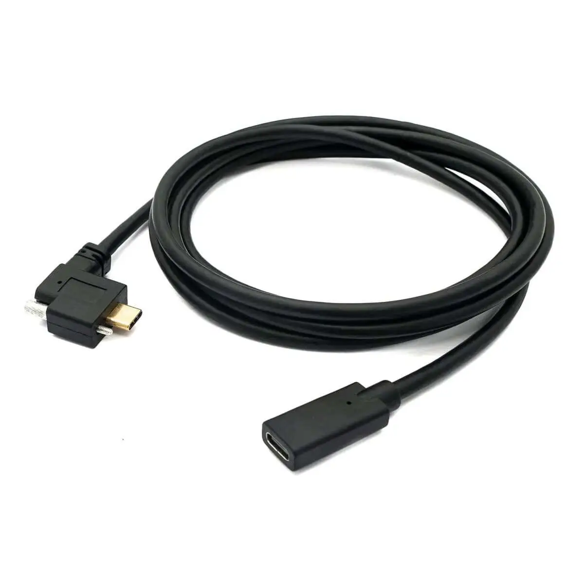 Panel Mount Left Angle USB 3.1 Type C Extension Cable with screw 1