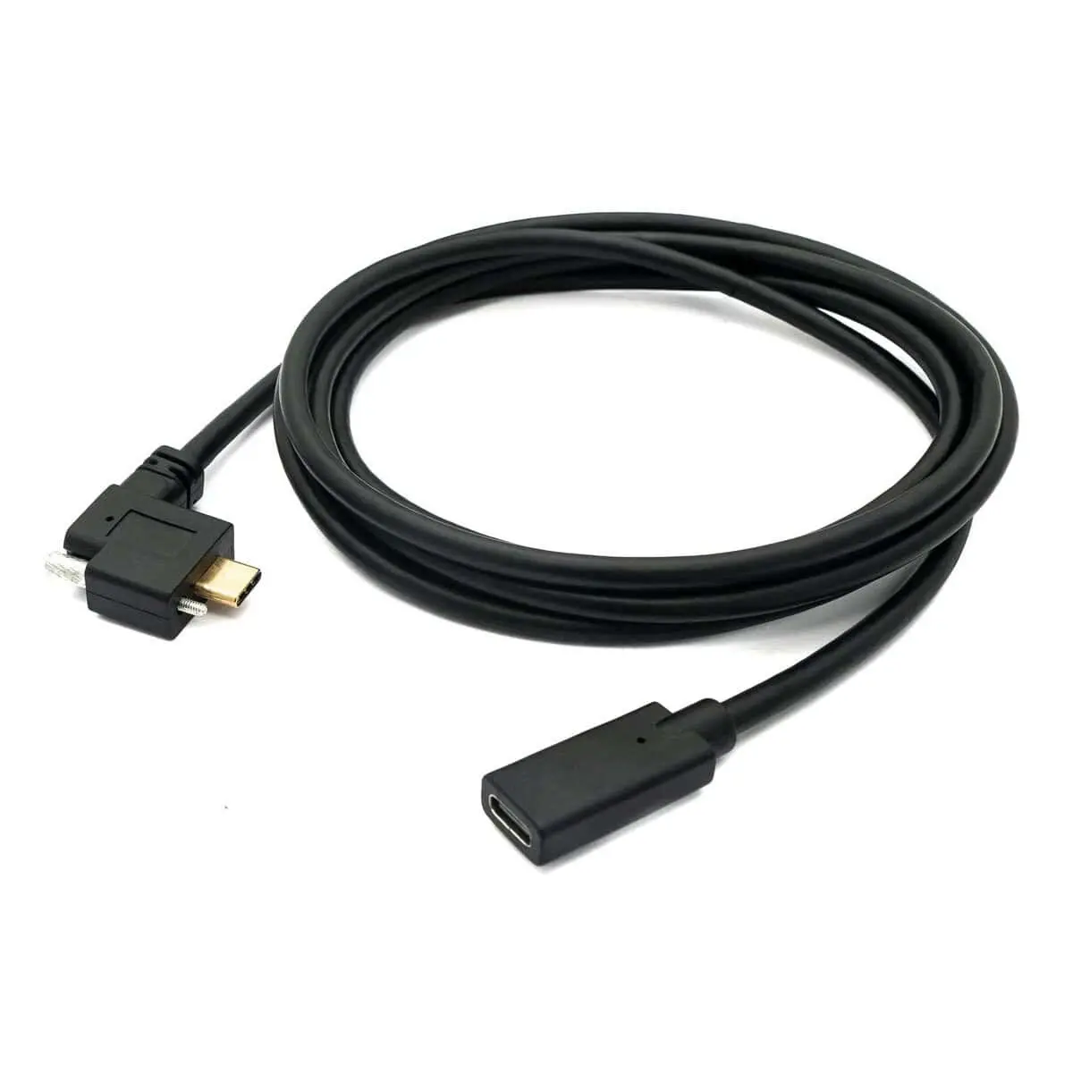 Panel Mount Left Angle USB 3.1 Type C Extension Cable with screw 1