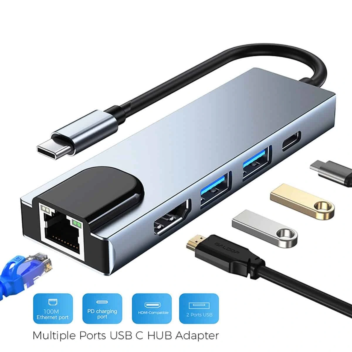 USB 3.0 RJ45 イーサネットアダプター USB C - HDMI 1