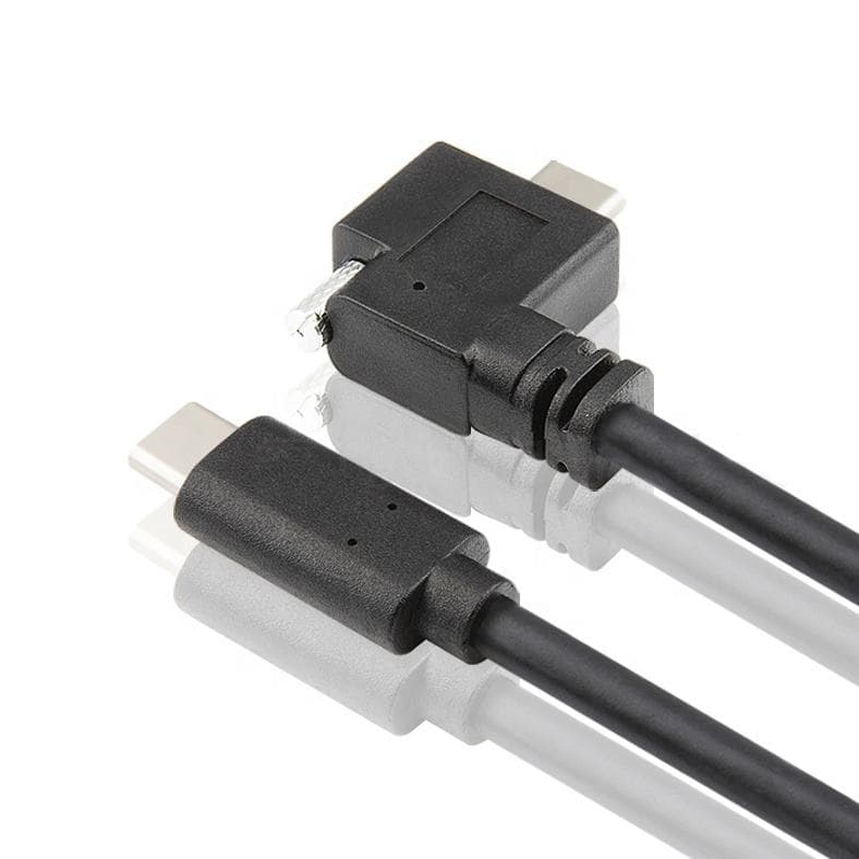Left Angle USB 3.1 Type C Panel Mount Cable with screw, Male to Male 2