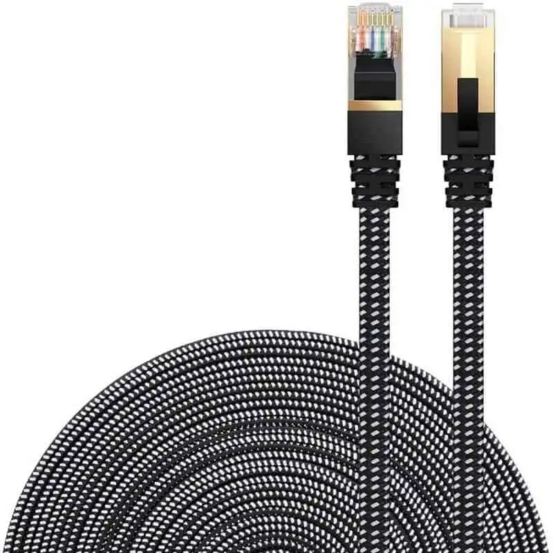 SSTP Cat7 Cat8 Braided Ethernet Cable, Round Flat Patch Cord Cable 1