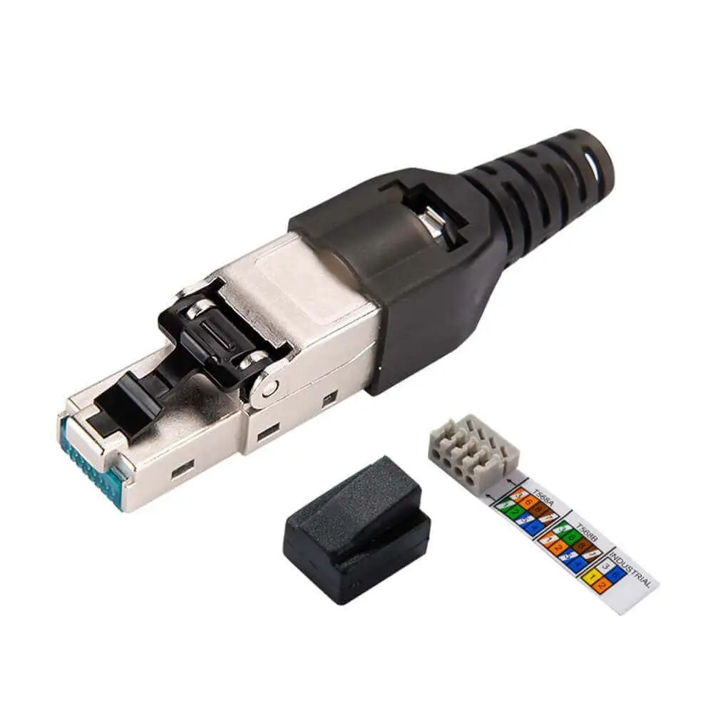 Shielded RJ45 Cat6A/7 Field Termination Plug With Plastic Boot 1