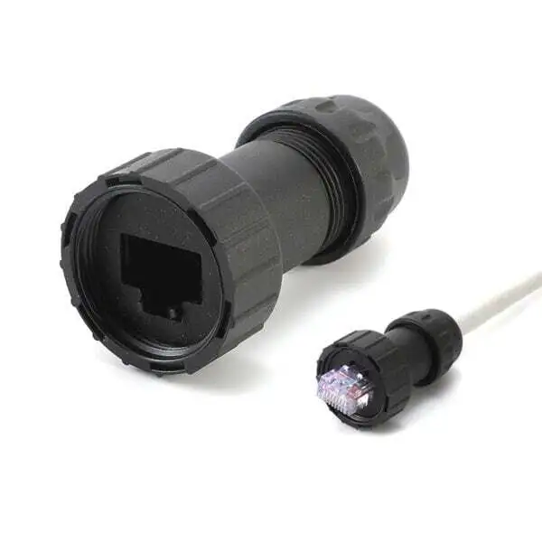 Conector de red RJ45 redondo, resistente al agua IP67, para cable de red 1