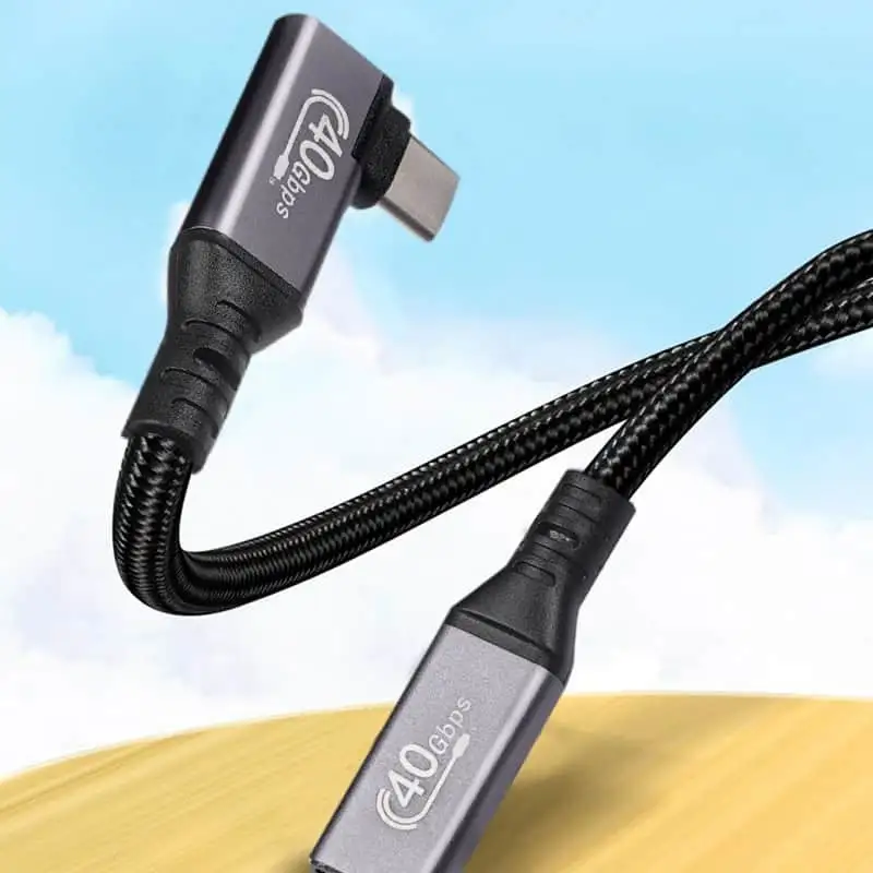 Braided Angle USB 4 Male to Female Extension Cable, 8K 100W 40Gbps, Alumimum shell 1