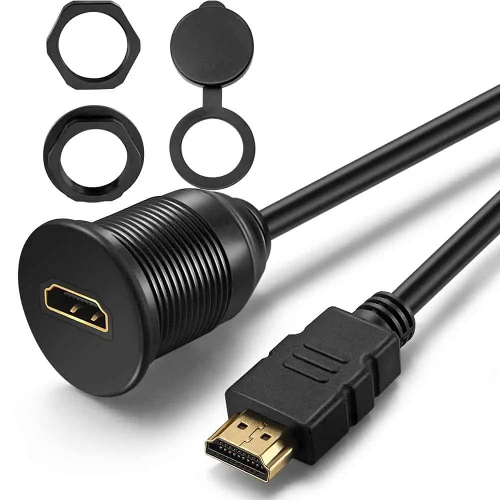 Single Port Waterproof HDMI Panel Mount Male to Female Car Cable 1