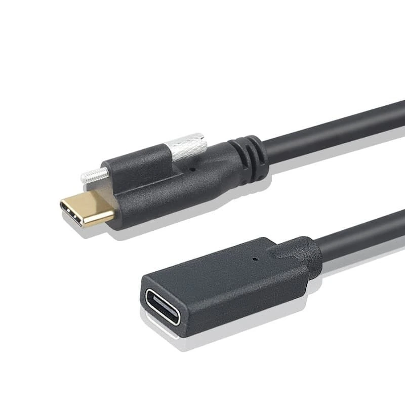 USB 3.1 Typ C USB-C Stecker auf Buchse Einbaukabel mit Schraubstange 1