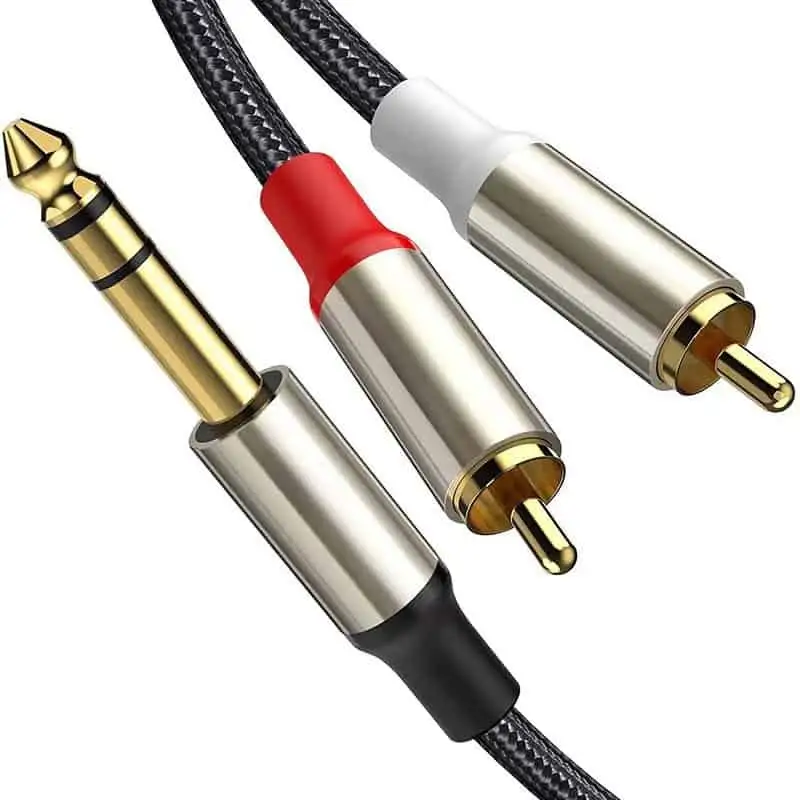 6.35mm Male to 2RCA Male Stereo Audio Cable with metal housing 1