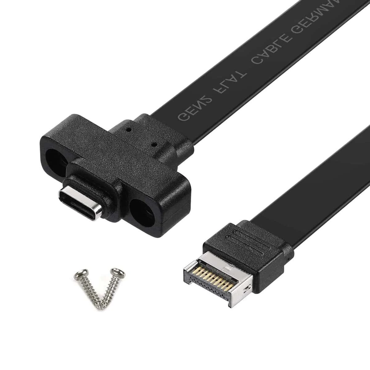 フラットUSB Type-Eパネルマウントケーブル（オス）-USB 3.1 Type C（メス）マザーボードパネルマウント延長ケーブル 1