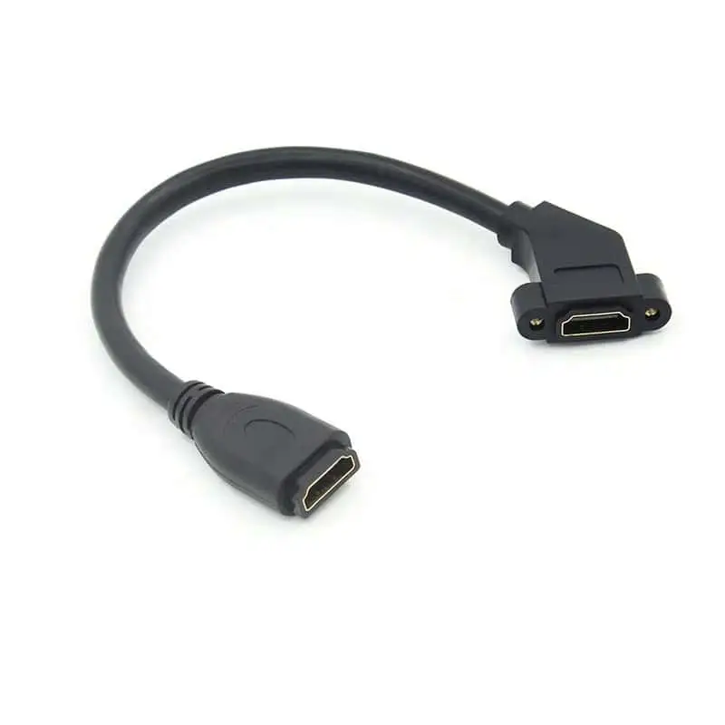45 Degree Angle HDMI 4K Female to HDMI Female Panel Mount Cable 1