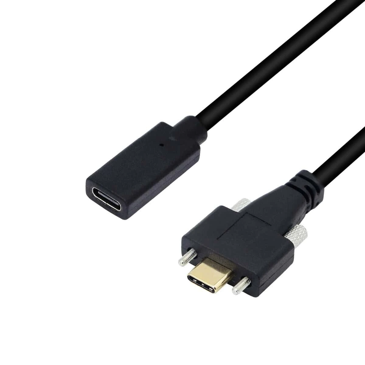 USB 3.1 タイプ C パネルマウントケーブル USB-C オス - メス延長ケーブル（デュアルネジ付き） 1