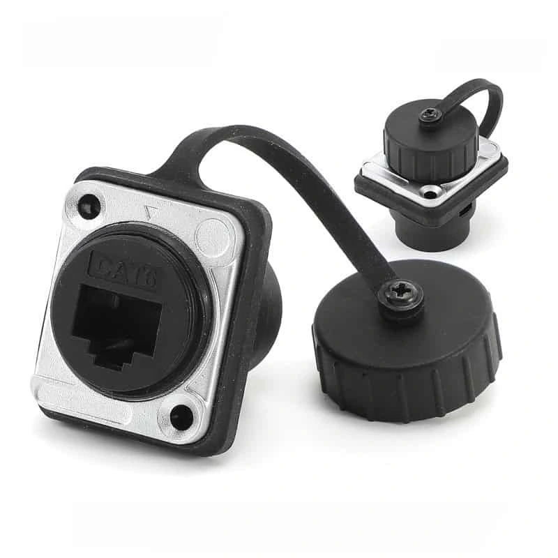 IP67 wasserdichte D-Typ RJ45 Cat6 Cat6A Buchse auf Buchse Durchgangsbuchse 1