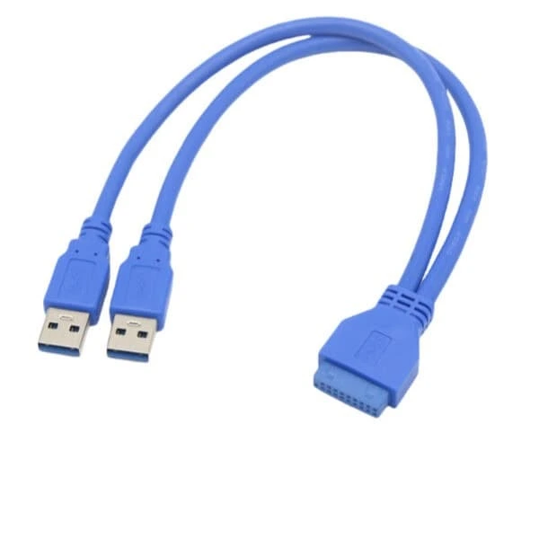 Cable USB 3.0 dual macho a placa base de 20 pines hembra, 5 Gbps 1