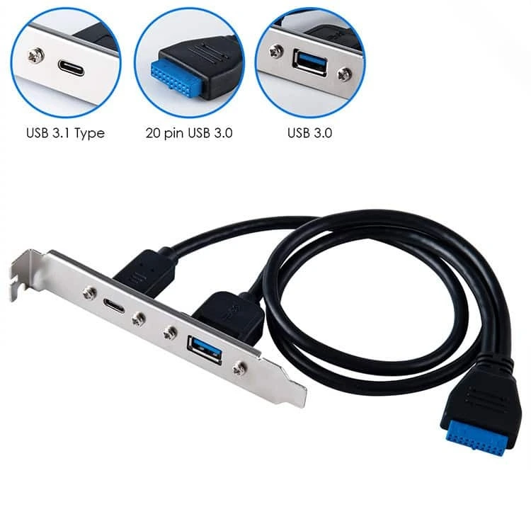 USB 3.0 20-PIN Buchse auf USB 3.0 A und USB 3.1 C Buchse USB-Steckplatzadapterkabel 1