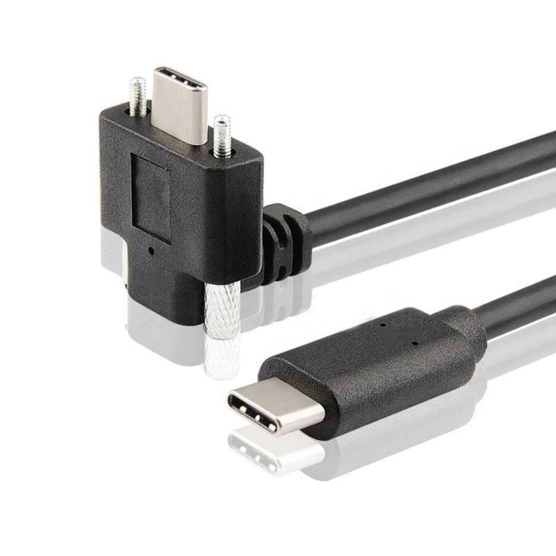 Aufwärts geneigtes USB-C-Einbaukabel, USB 3.1 Typ C Stecker auf Stecker mit Schraube 1