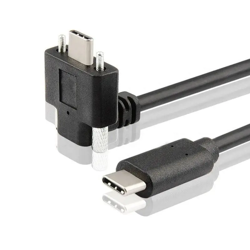 Aufwärts geneigtes USB-C-Einbaukabel, USB 3.1 Typ C Stecker auf Stecker mit Schraube 1