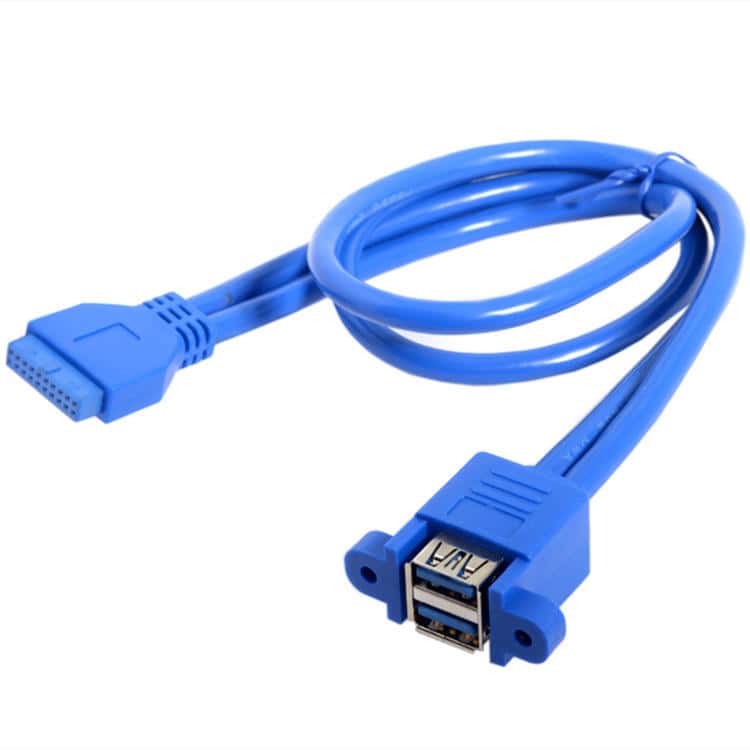 USB 3.0 20Pin to Dual USB 3.0 a Panel Mount Cable, F-F