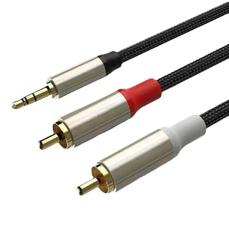 High-quality 3.5mm Male to 2RCA Male Stereo Audio Cable With Metal Housing 1