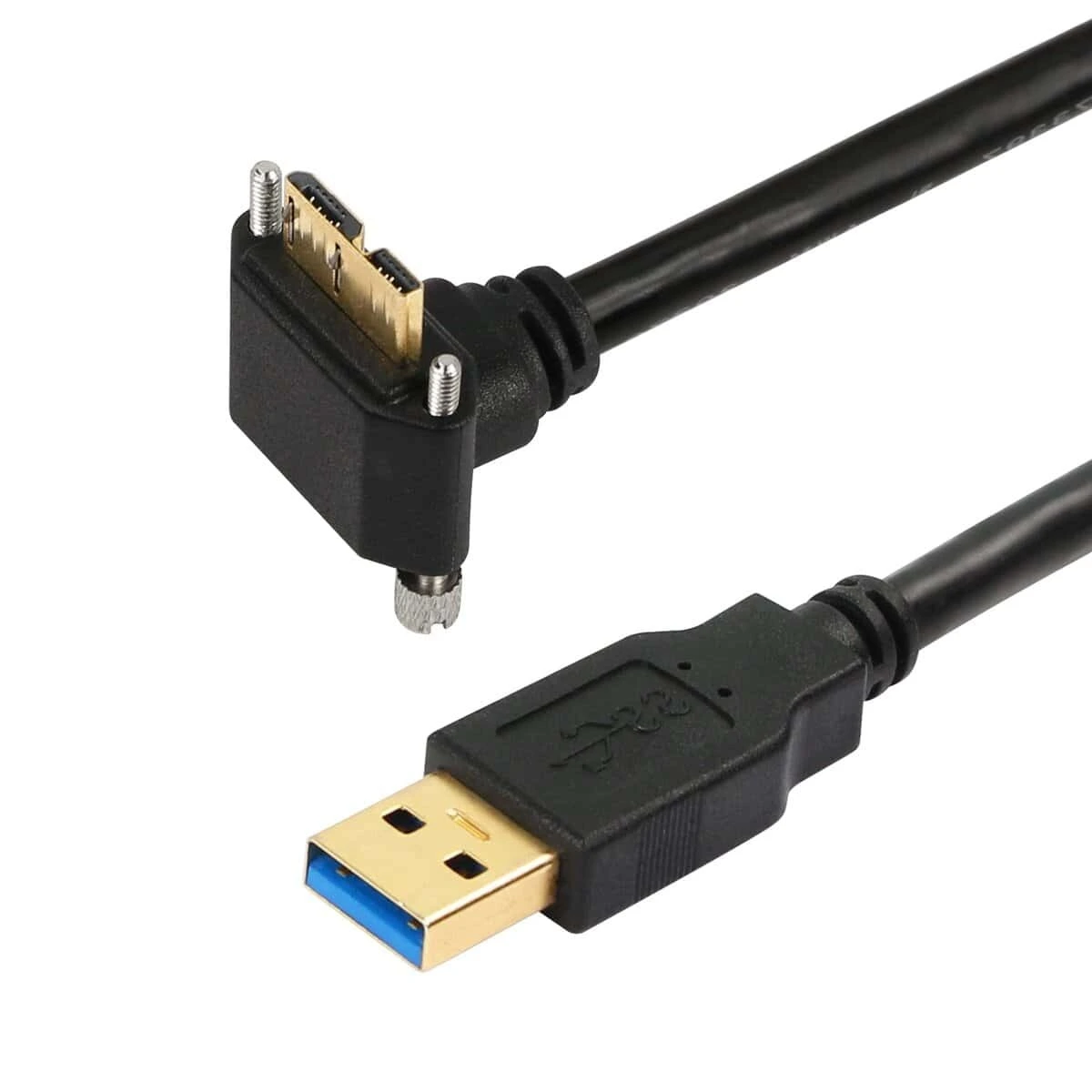 パネルマウント上下角度マイクロUSB 3.0オス-USB Aオスケーブル（ネジ付き） 1