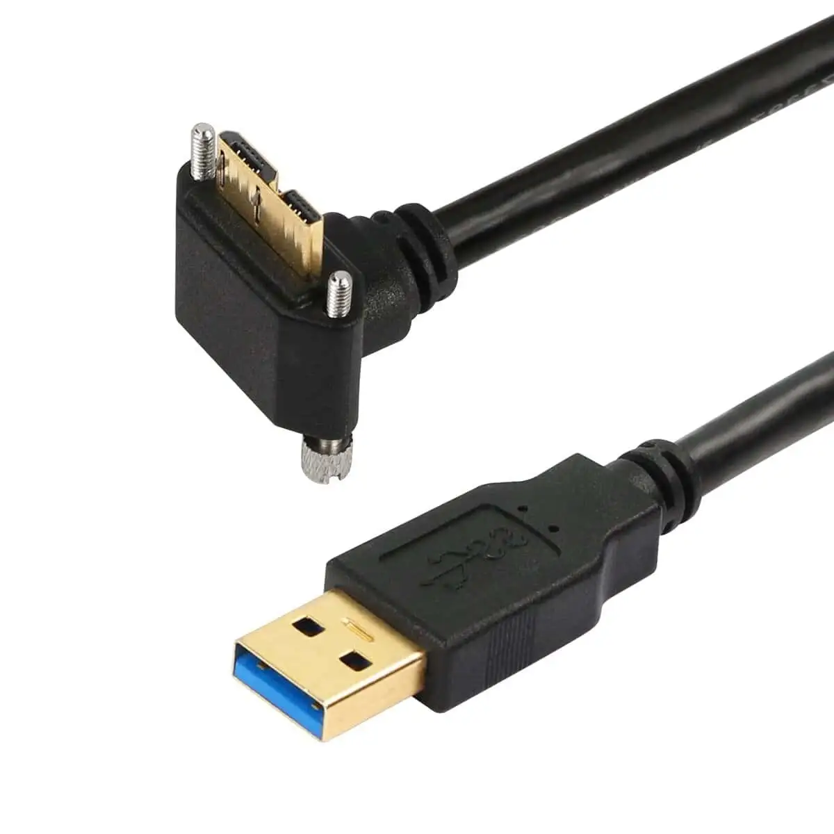Panel Mount Up Down Angle Micro USB 3.0 Male to USB A Male Cable with screw 1