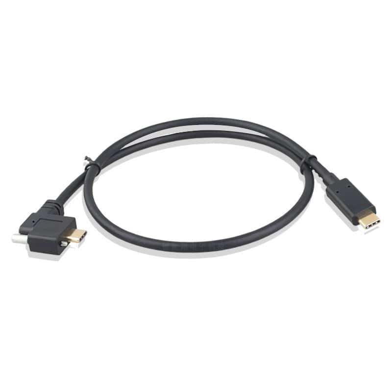 Left Angle USB 3.1 Type C Panel Mount Cable with screw, Male to Male 3