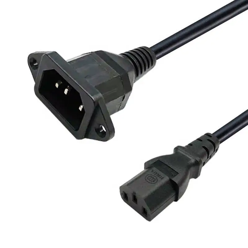 IEC C14 to C13 Power Panel Mount Cable, Male to Female 1