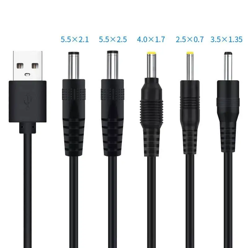 USB A to DC 5521/5525/35135/4017/2517 5V Power Cord Cable 1