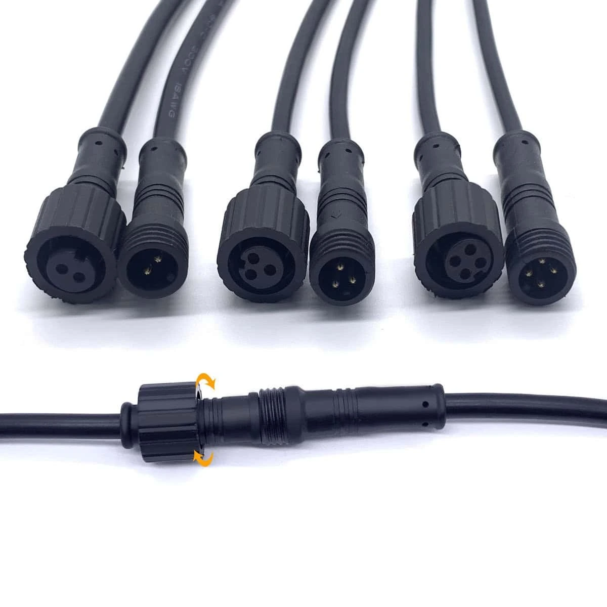 Conector impermeable de 2/3/4 cables, conector LED macho/hembra de 2/3/4 pines con IP67 1