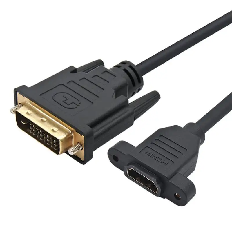 DVI Male to HDMI Female Panel Mount Cable 1