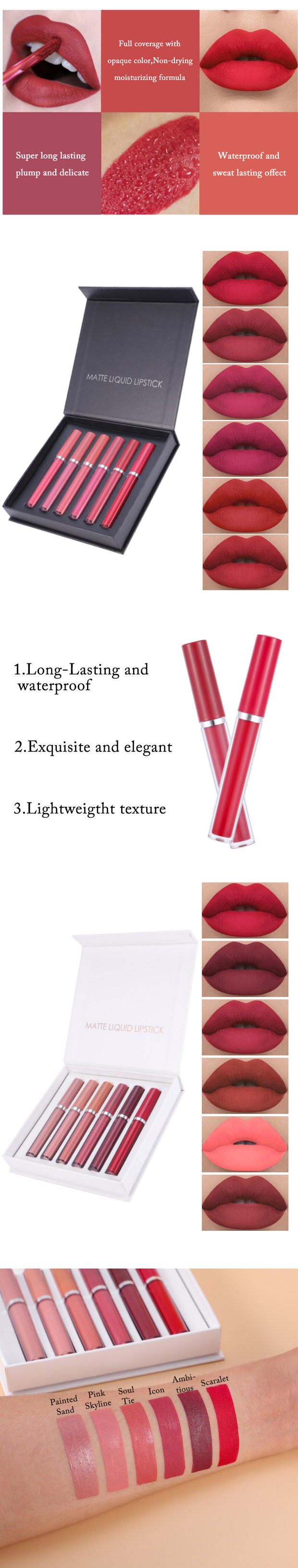 Bester Lieferant für Private-Label-Sets mit 6 matten Flüssiglippenstiften 10