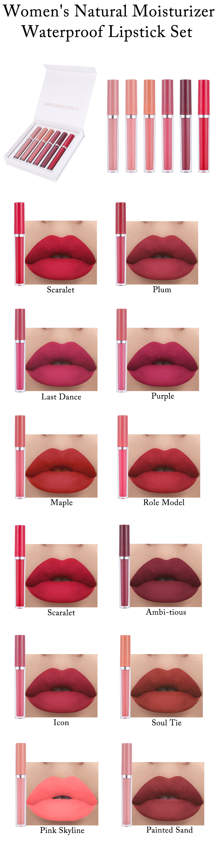 Bester Lieferant für Private-Label-Sets mit 6 matten Flüssiglippenstiften 9