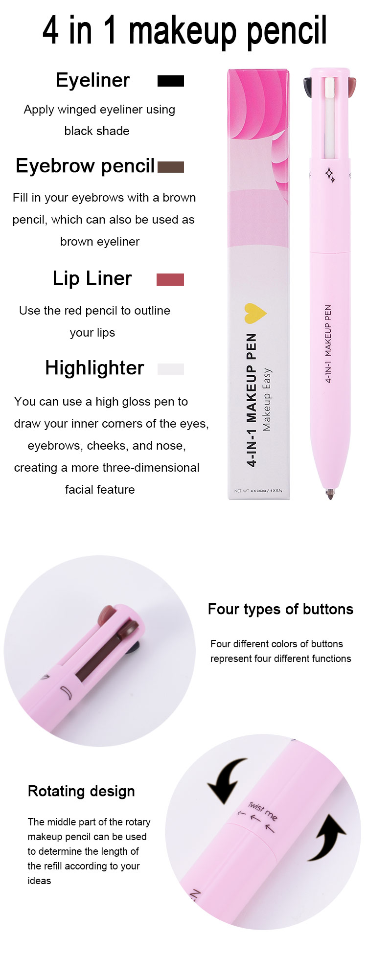 4 in 1 Multi-Use Makeup Lapis Tagapagtustos at mga tagagawa | Thincen 8