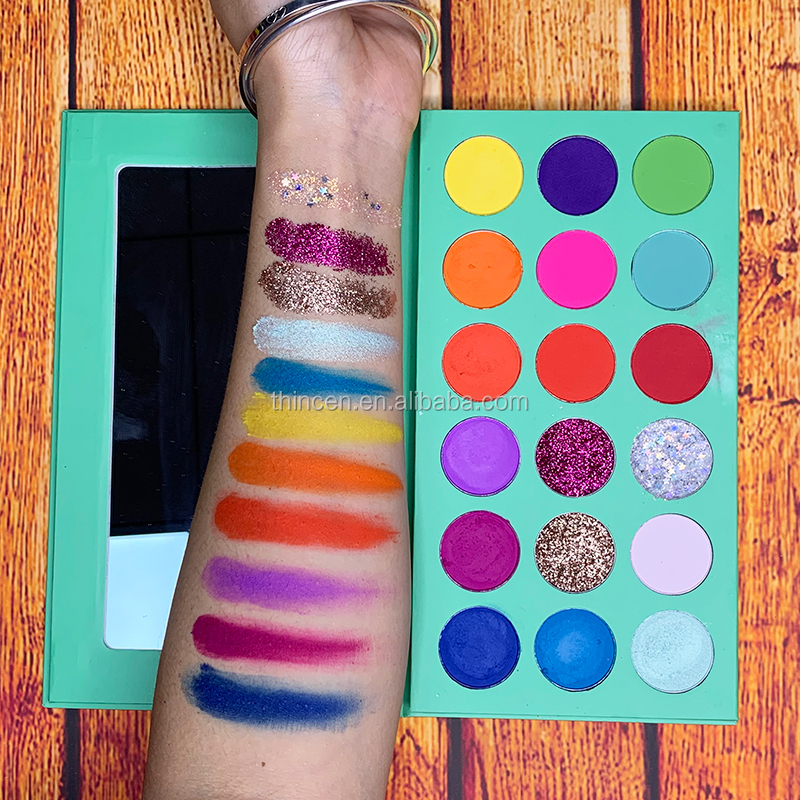 18 colors of highly pigmented matte and shimmer eyeshadow palette manufacturer 12