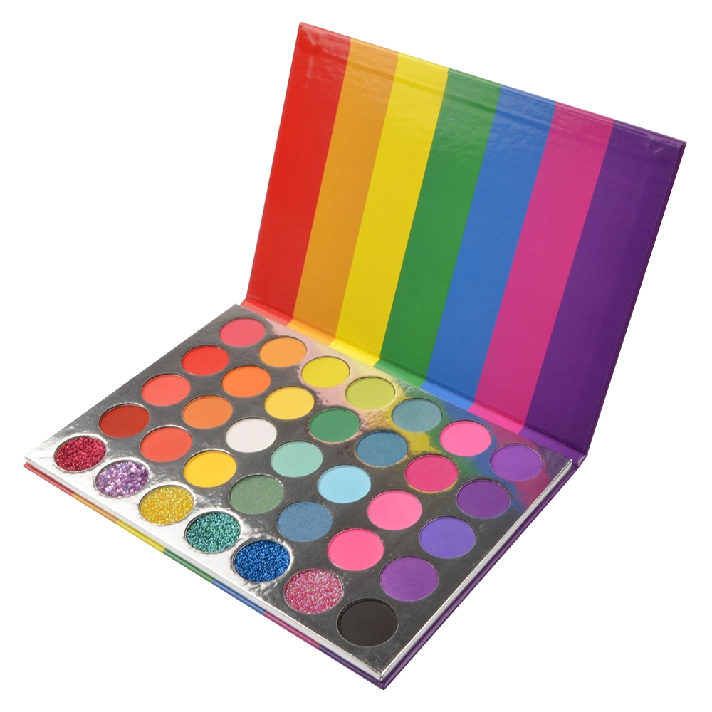 New 35 color iridescent shimmering private label eyeshadow palette custom made 1