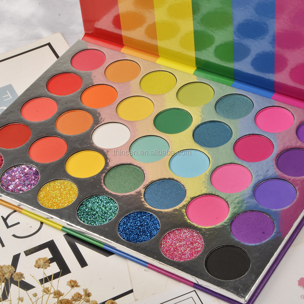 New 35 color iridescent shimmering private label eyeshadow palette custom made 14