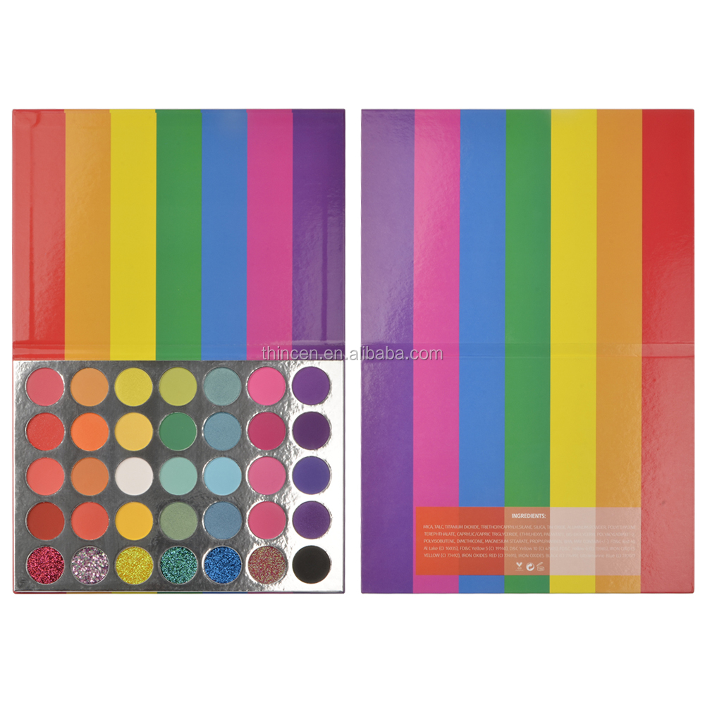 New 35 color iridescent shimmering private label eyeshadow palette custom made 12