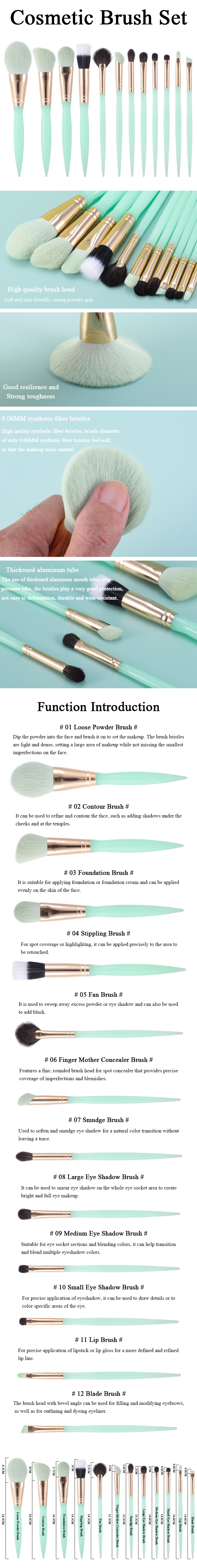 Quality Luxe 12-Piece Vegan Makeup Brush Set Manufacturer | Thincen 8