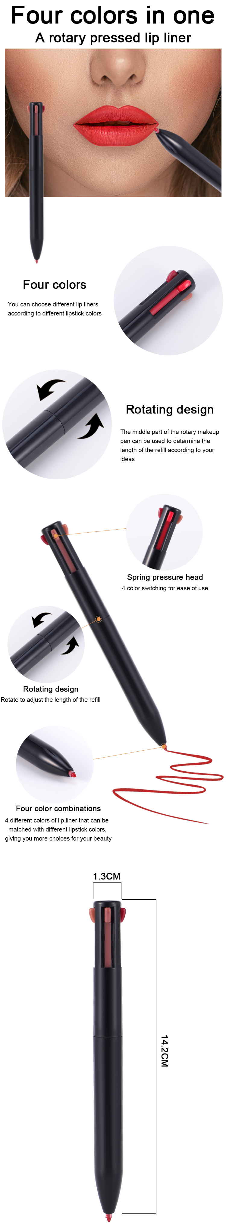 Customized Pencil 4 In 1 Lip liner pencil manufacturers | Thincen 9