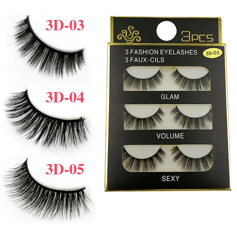 Best 3 PAIR SYNTHETIC FALSE EYELASHES SET Manufacturer | Thincen Company - Thincen 1
