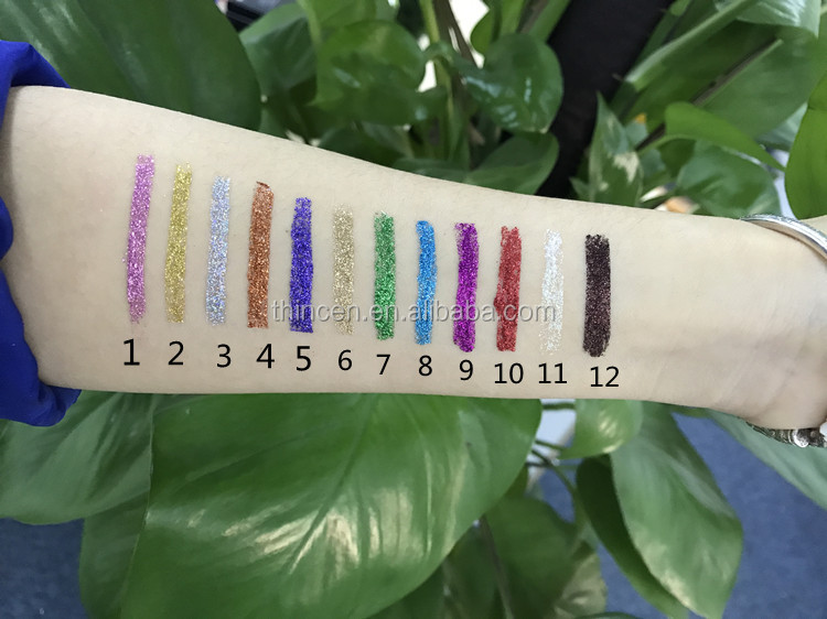 Wholesale Customized Glitter High Pigment 12 Colors Liquid Eyeliner 19