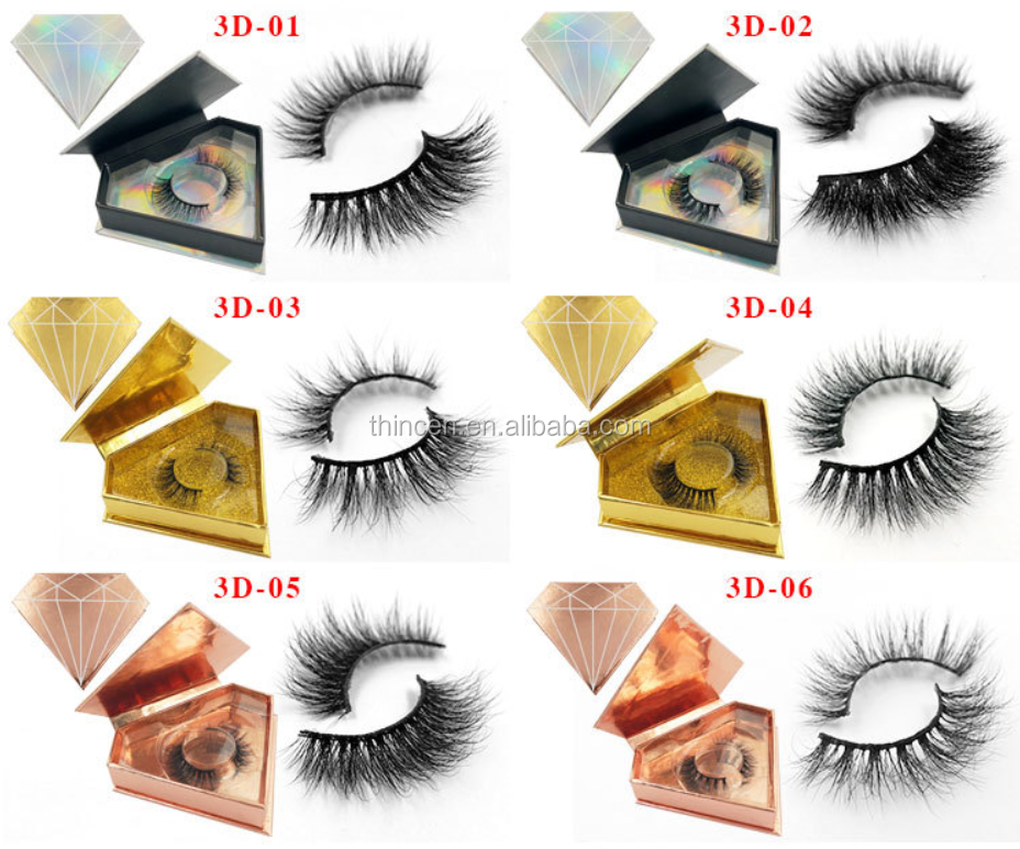 Glitter diamond shape packaging false eyelashes 14