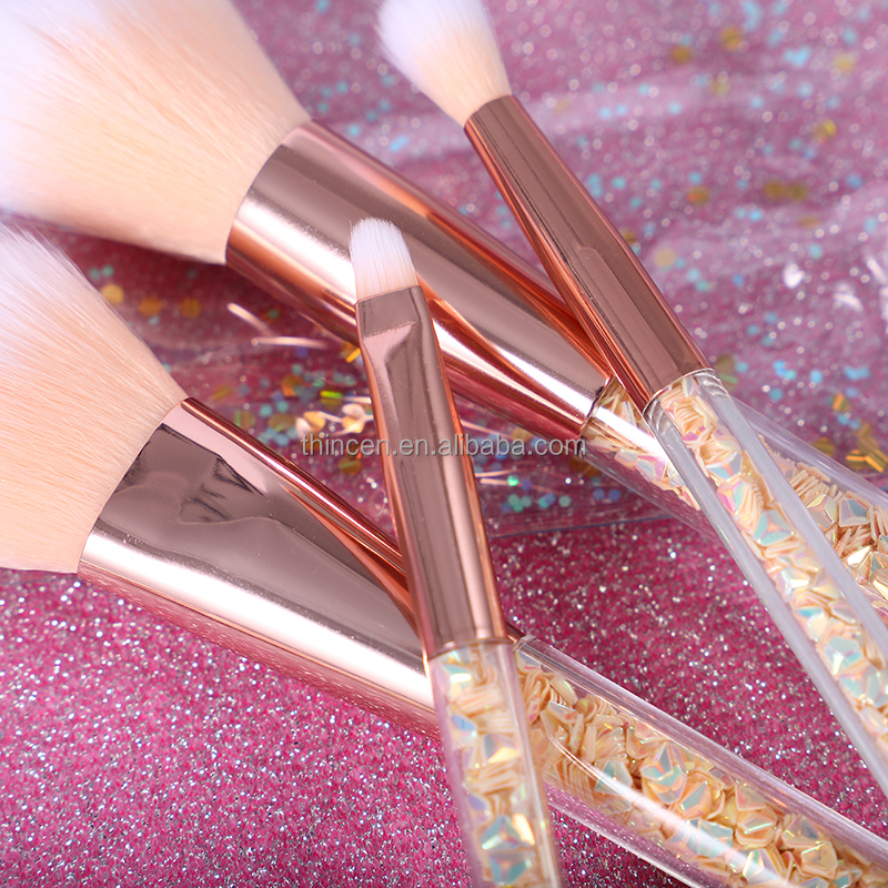 7pcs Crystal Clear Handle Yellow Makeup Brush Set 20