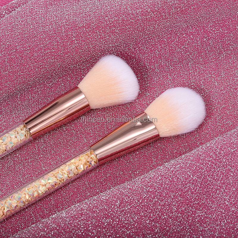 7pcs Crystal Clear Handle Yellow Makeup Brush Set 22