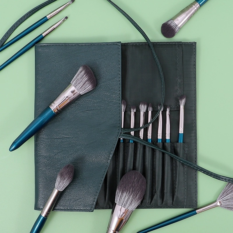 14-Piece Green Eyeshadow Makeup Brush Set - Thincen 1