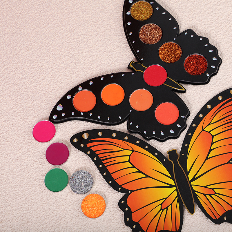 Wholesale Customized High Pigment Butterfly Shape 9 Holes Eyeshadow Palette 8