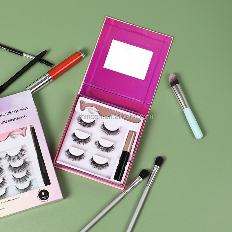 Wholesale no logo 3 pairs of magnetic eyelashes set 14