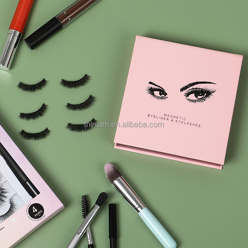 Wholesale no logo 3 pairs of magnetic eyelashes set 12