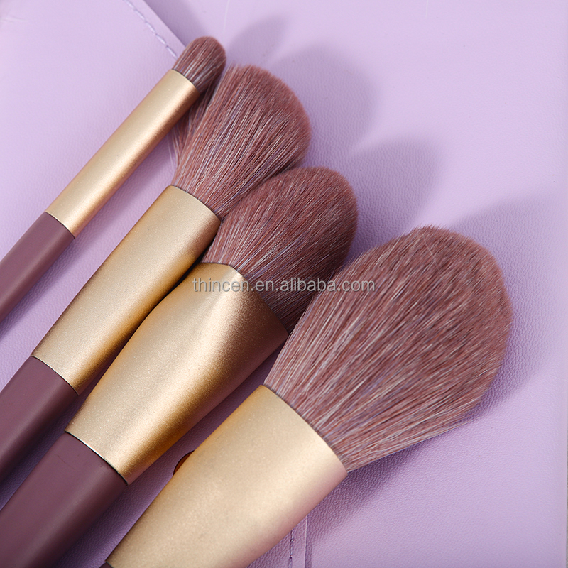 Оптовий набір пензлів для макіяжу фіолетового кольору з 9 предметів - Thincen 13