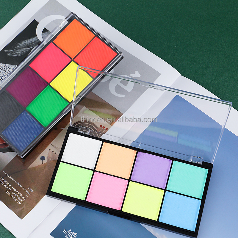 Wholesale 8 Colors Halloween Water Activated Facial Neon Painting Palette 13