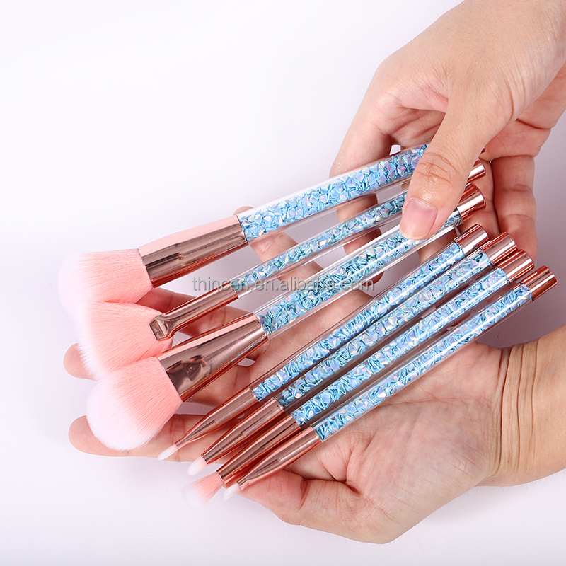 Thincen - V-7-1 High Quality Vegan Cruelty Free Makeup Brushes Private Label Custom LOGO Pink Foundation Makeup Brush Set Makeup Brushes 14