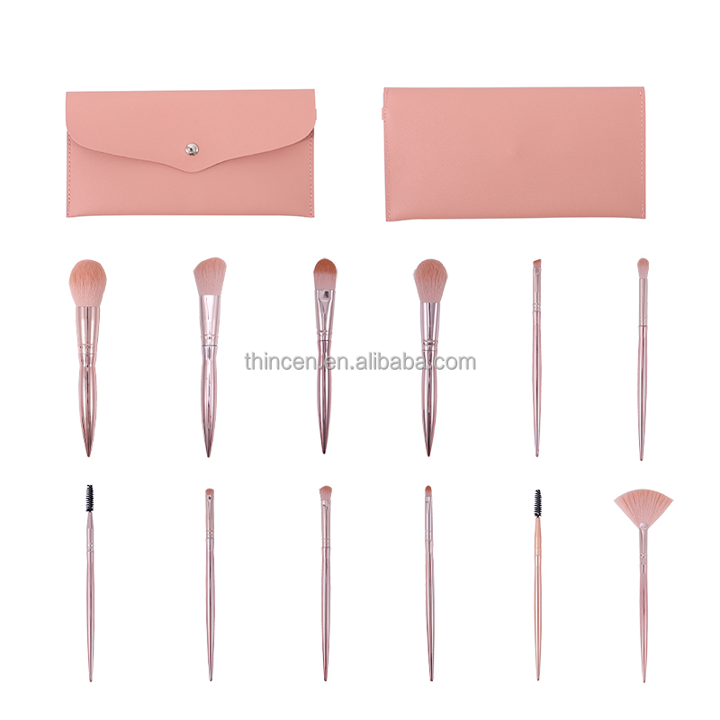 12 Pieces Rose Gold Wholesale Private Label Makeup Brush Set 21